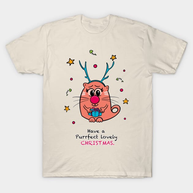 Have a Purrfect Lovely Christmas T-Shirt by Nico Art Lines